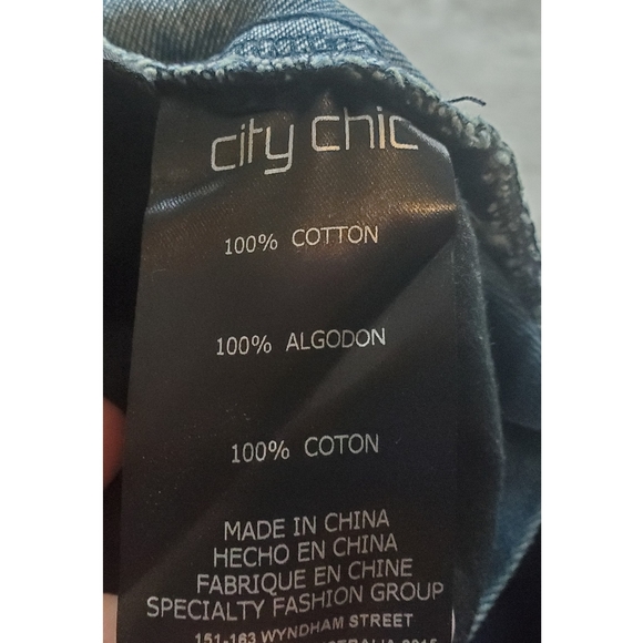 New City chic denim overalls jean over it all cotton size 14 boyfriend fit - Picture 13 of 13